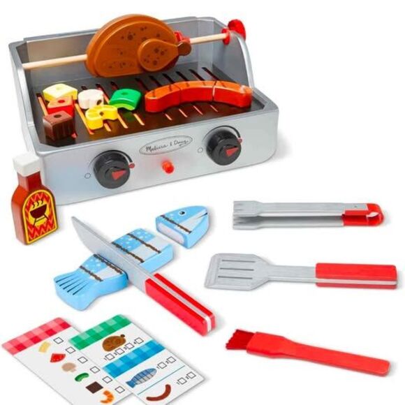 Melissa & Doug Rotisserie and Grill Wooden Barbecue Play Food Set NEW - Picture 2 of 2